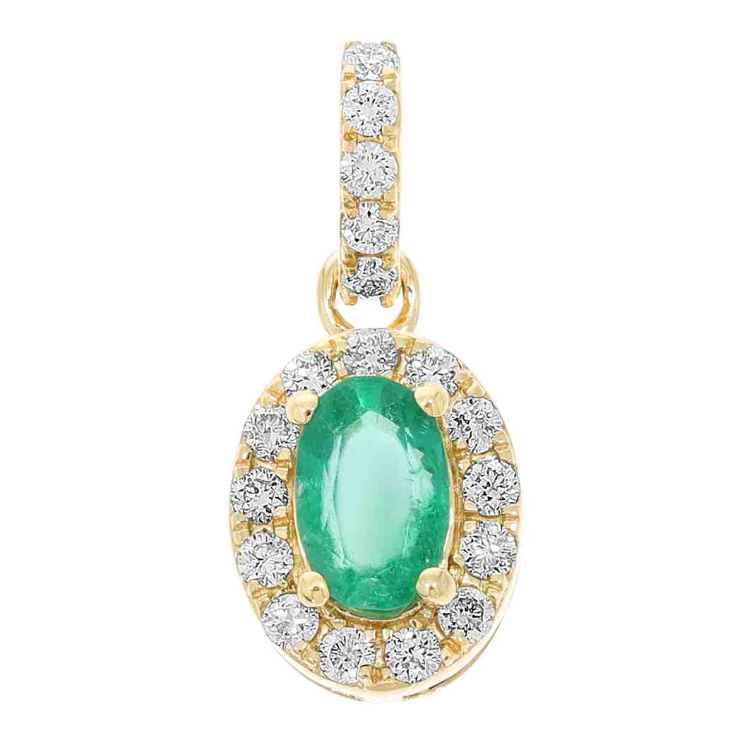 Emerald and Diamond Halo Pendant PD30127A6.00X4.70